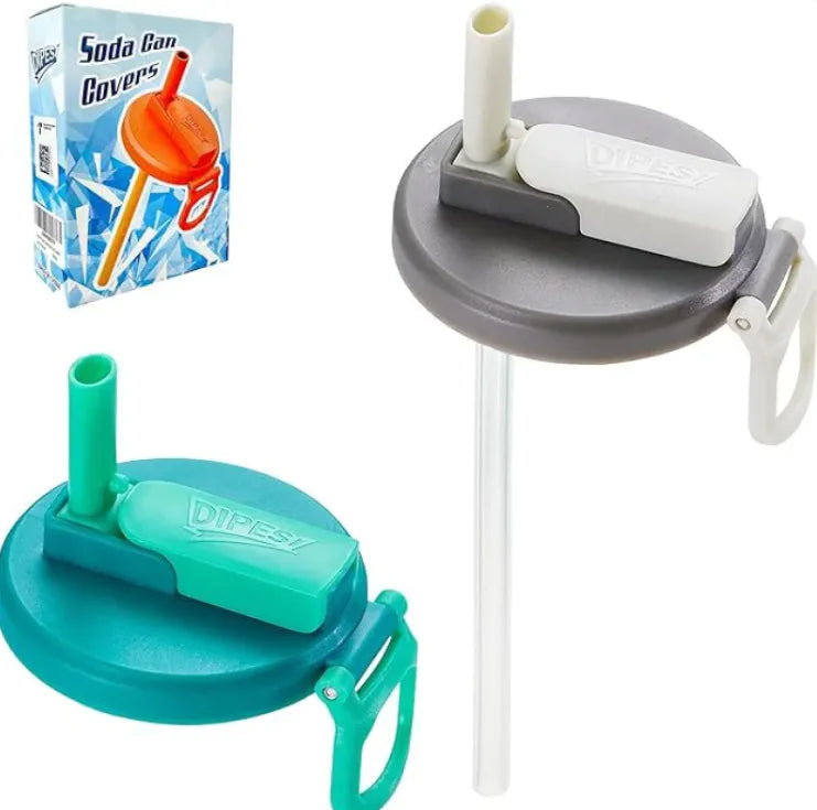 Silicone Soda Can Lid with Straw